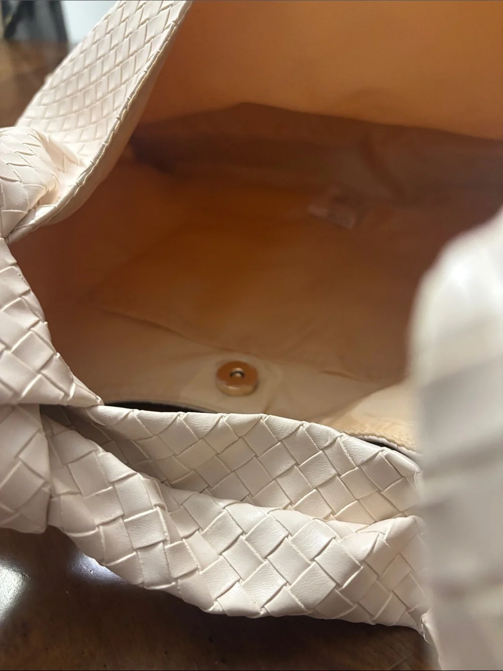 Ulta Beauty Woven Knot-Handle Shoulder Bag in Light Beige